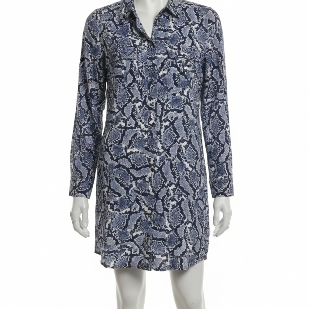 Banana Republic Navy and White Patterned Dress